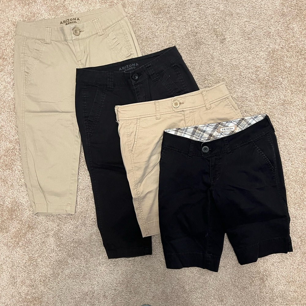 Arizona Jean Company Women’s Vintage' Khaki and Black Capri & Short Set - 4-Pack